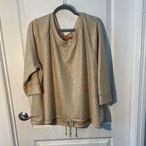 Hearts of Palm Woman Golf Sparkle Top Draw String Waist 3/4 Sleeve Size 2X